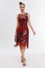 Załaduj obraz do przeglądarki galerii, Czerwona Błyszcząca Sukienka Wielki Gatsby Z Akcesoriami Zestaw