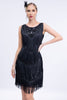 Załaduj obraz do przeglądarki galerii, Czarna Sukienka Lata 20 Wielki Gatsby z cekinami z Zestawem Akcesoria Lata 20