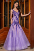 Załaduj obraz do przeglądarki galerii, Błyszcząca fioletowa sukienka na studniówkę z dodatkiem