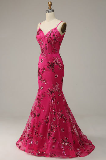 Różowa Syrenka Cekinowe Sukienki Na Studniówke z Cienkich Ramiączkach