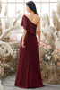Załaduj obraz do przeglądarki galerii, Jedno Ramię Burgundia Szyfonowa Sukienka Druhna