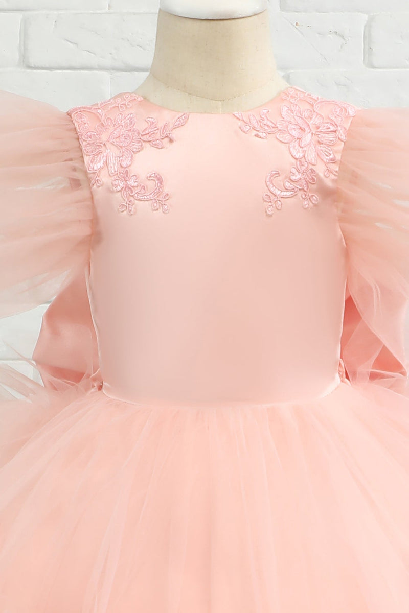 Załaduj obraz do przeglądarki galerii, Różowa Tiulowa Sukienki Dziewczęce z Kokardką