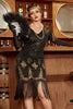 Załaduj obraz do przeglądarki galerii, Black &amp; Gold Sequins 1920s Flapper Dress