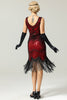 Załaduj obraz do przeglądarki galerii, Czerwony Strój Flapper Sukienka Lata 20 Z Frędzlami