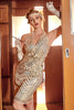Załaduj obraz do przeglądarki galerii, Złota sukienka z dekoltem w serek Gatsby