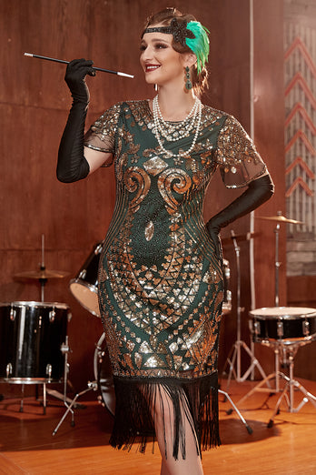 Sukienka z cekinami z okrągłym dekoltem z lat 20.