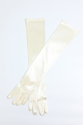 Białe rękawice imprezowe z lat 20.