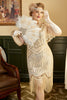 Załaduj obraz do przeglądarki galerii, Morelowe Cekinowe Sukienki Lata 20 Dla Puszystych z Frędzlami
