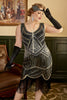 Załaduj obraz do przeglądarki galerii, Czarne Cekinowe Bez Rękawów Sukienki Lata 20 Dla Puszystych