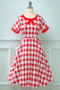 Załaduj obraz do przeglądarki galerii, Czerwona koszula w kratę 1950 sukienka