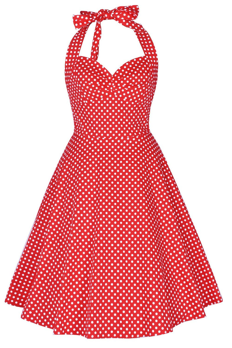 Załaduj obraz do przeglądarki galerii, Halter drukowane 1950 Pin Up Dress