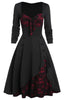 Załaduj obraz do przeglądarki galerii, Czarno-bordowa sukienka Halloween w stylu vintage