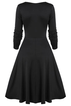 Czarno-bordowa sukienka Halloween w stylu vintage