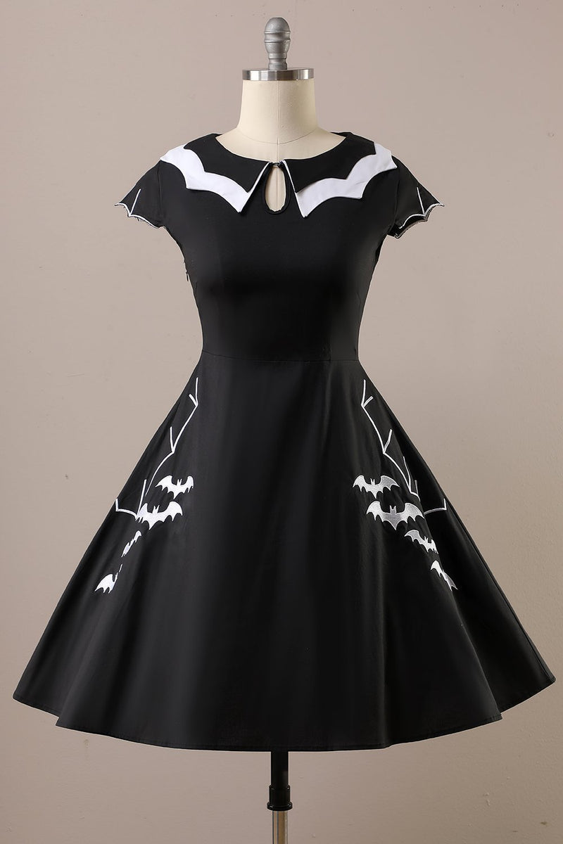 Załaduj obraz do przeglądarki galerii, Sukienka z nadrukiem halloweenowego nietoperza