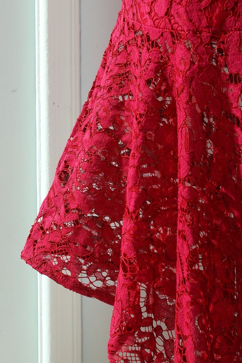 Załaduj obraz do przeglądarki galerii, Burgundii koronkowa sukienka Syrenka