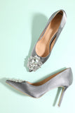 Grey Rhinestone Party Buty