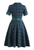 Załaduj obraz do przeglądarki galerii, Zielony Vintage Sukienki Lata 50 w Kratkę