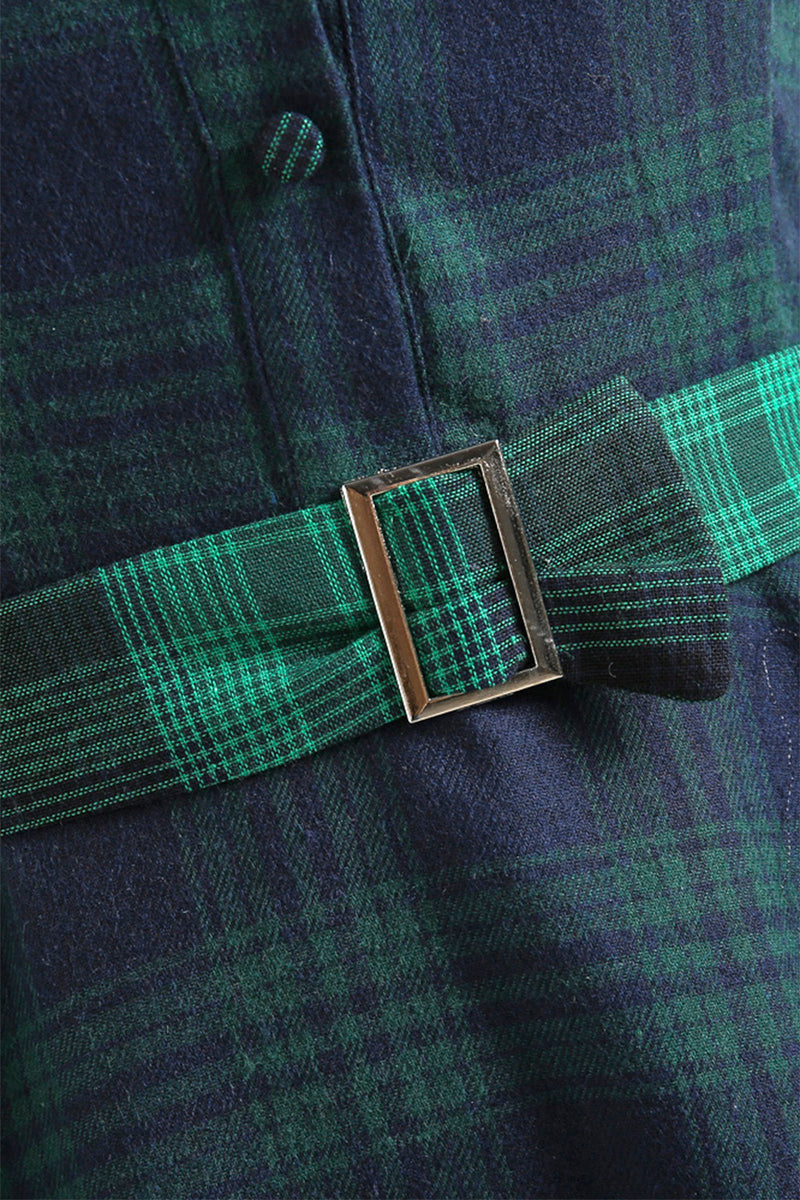 Załaduj obraz do przeglądarki galerii, Zielony Vintage Sukienki Lata 50 w Kratkę