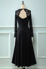 Załaduj obraz do przeglądarki galerii, Czarna koronkowa sukienka z długim rękawem