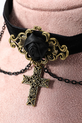 Czarna Halloween Krzyż Łańcuch Choker