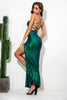 Załaduj obraz do przeglądarki galerii, Zielona Cekinowa Sukienka Na Studniówkę Długa Z Rozcięciem