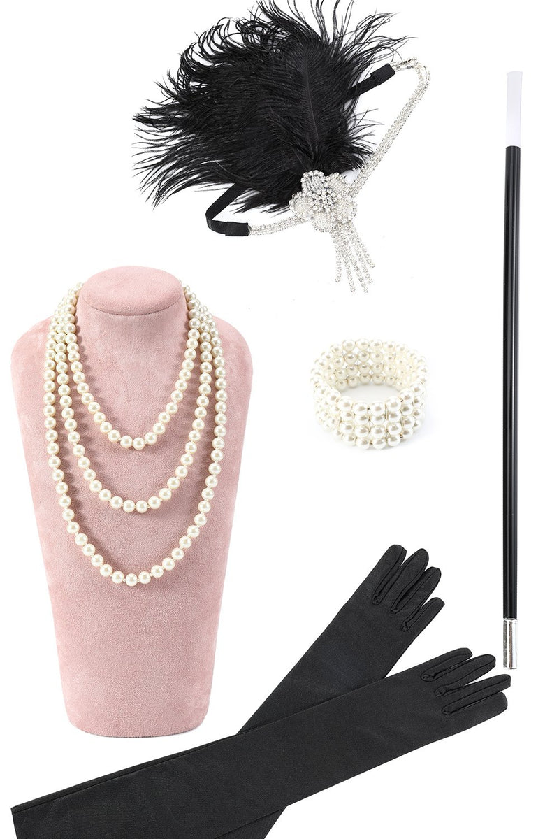 Załaduj obraz do przeglądarki galerii, 1920s Akcesoria dla kobiet 1920s Flapper Gatsby Costume Accessories Zestaw