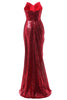 Załaduj obraz do przeglądarki galerii, Czerwona Syrenka Cekinowa Sukienka Na Studniówkę