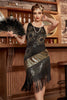 Załaduj obraz do przeglądarki galerii, Czarna sukienka z frędzlami Seuqins Gatsby 1920s