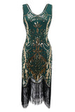 Czarny dekolt w serek Fringe Sequins Gatsby 1920s Flapper Dress