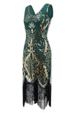 Czarny dekolt w serek Fringe Sequins Gatsby 1920s Flapper Dress