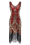 Czarny dekolt w serek Fringe Sequins Gatsby 1920s Flapper Dress