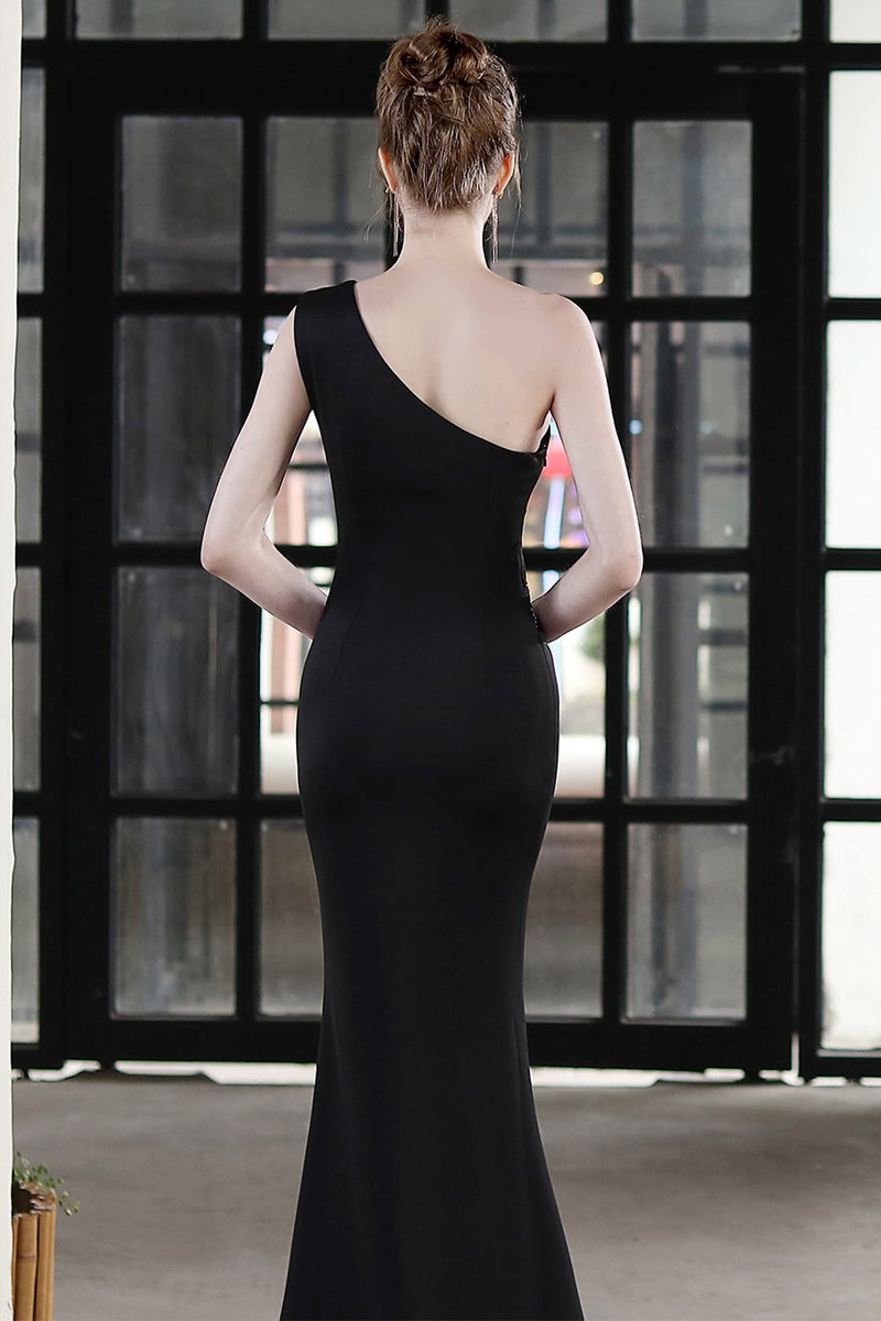 Załaduj obraz do przeglądarki galerii, Czarna Sukienka Syrenka Wieczorowe z Koralikami