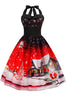 Załaduj obraz do przeglądarki galerii, Czerwona Sukienka Świąteczna Pin Up Lata 50