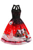 Załaduj obraz do przeglądarki galerii, Czerwona Sukienka Świąteczna Pin Up Lata 50