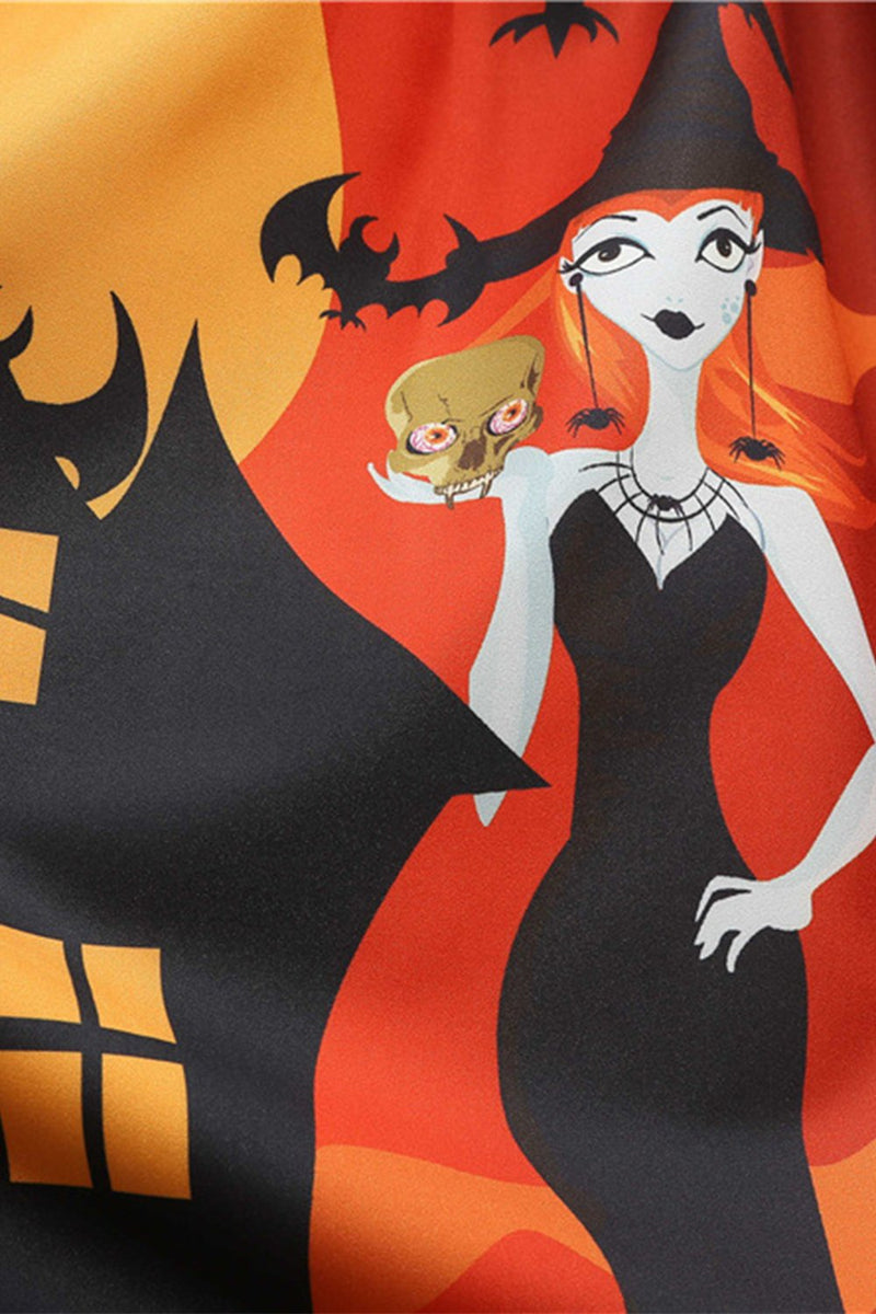 Załaduj obraz do przeglądarki galerii, Pomarańczowa sukienka Halloween Vintage z koronką
