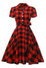 Załaduj obraz do przeglądarki galerii, Czerwona Sukienka Vintage w Kratkę