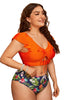 Załaduj obraz do przeglądarki galerii, Plus Size Orange Kwiatowe Bikini