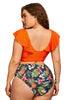 Załaduj obraz do przeglądarki galerii, Plus Size Orange Kwiatowe Bikini