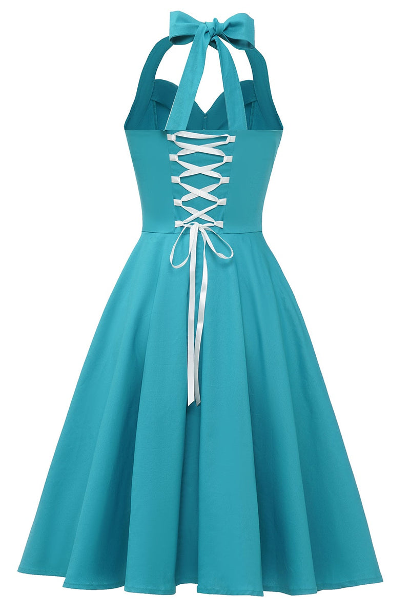 Załaduj obraz do przeglądarki galerii, Niebieska Sukienka Pin Up Lata 50