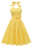 Załaduj obraz do przeglądarki galerii, Żółta Sukienki Vintage W Groszki