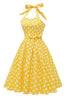 Załaduj obraz do przeglądarki galerii, Żółta Sukienki Vintage W Groszki