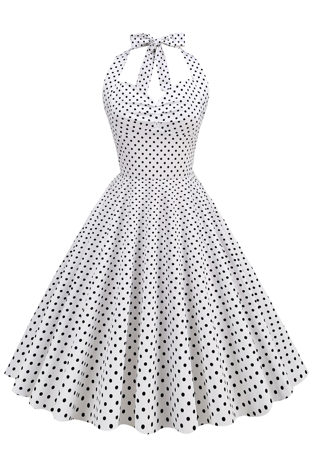 Niebieska Sukienka Pin Up Lata 50 w Groszki