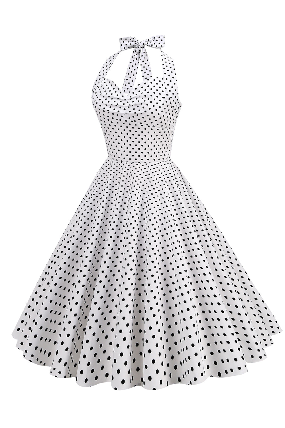Niebieska Sukienka Pin Up Lata 50 w Groszki