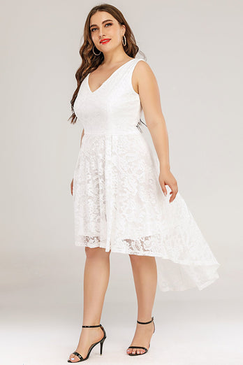 Biała Koronkowa suknia asymetryczna Plus Size