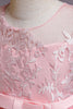 Załaduj obraz do przeglądarki galerii, Różowa haftowana sukienka bez rękawów dla dziewczynki z kokardą
