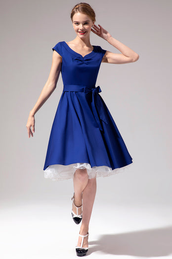 Królewska Niebieska Sukienka W Stylu Lat 50