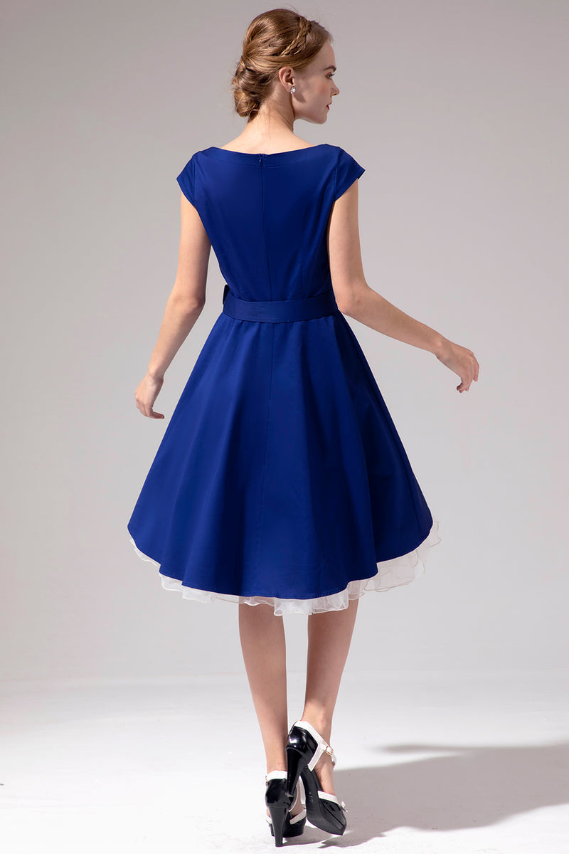 Załaduj obraz do przeglądarki galerii, Królewska Niebieska Sukienka W Stylu Lat 50
