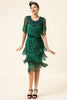 Załaduj obraz do przeglądarki galerii, Zielona Sukienka Lata 20 Wielki Gatsby z Frędzlami z Koralikami