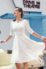 Załaduj obraz do przeglądarki galerii, Biała Sukienki Lata 50 Z Rekawem