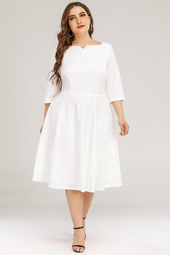 Plus Size Biały Sukienki Wizytowe